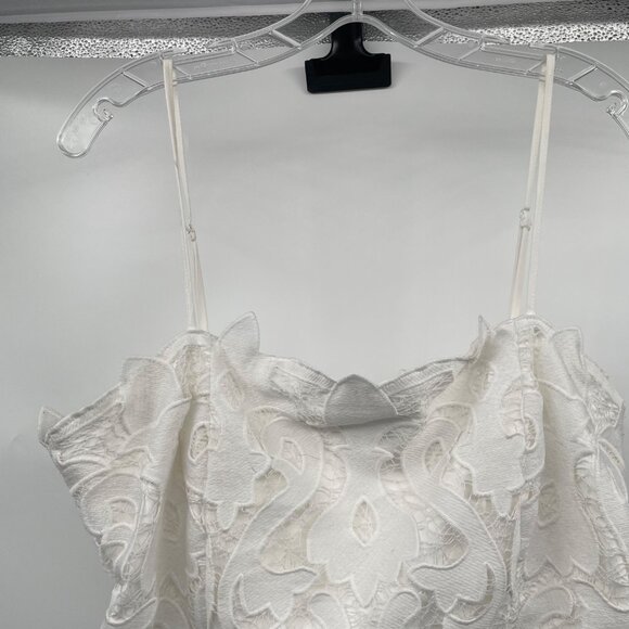 BARDOT Womens Lace Midi Sheath Dress Spaghetti Straps White Size 12 Zip - Picture 2 of 9